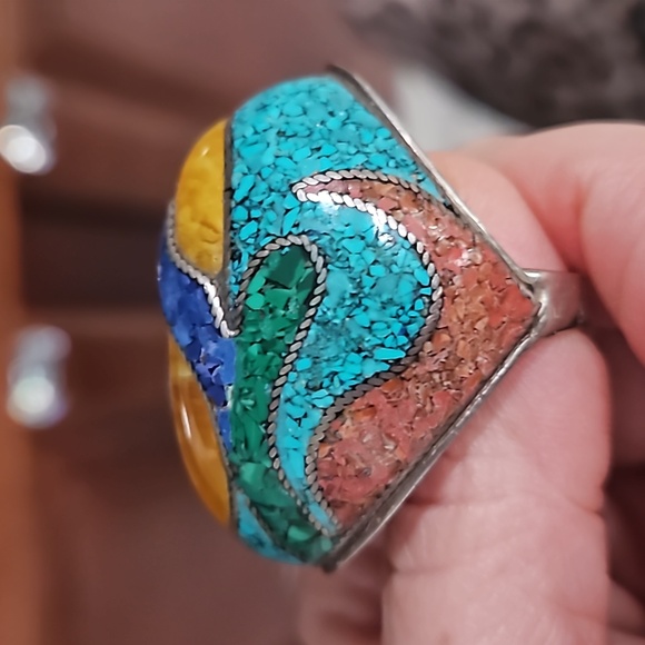 Pitango Design Silver Ring w/ Stones Size 7 Jeweler can size down - Picture 3 of 7